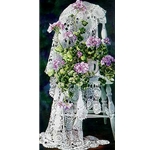 Rhapsody In White - Pink Geraniums on White Lace by floral watercolor artist Arleta Pech