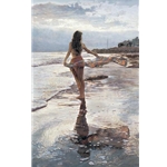 Ocean Breeze - woman on beach by artist Steve Hanks