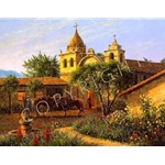 The Padre's Garden Spanish church by western artist Jack Terry