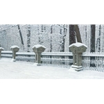 Afterglow - fresh snow on fence by artist Brent Townsend