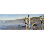 Children on La Jolla Shores - at the beach by family artist Steve Hanks