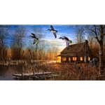 Passing Through - twilight wood ducks by wildlife artist Jim Hansel