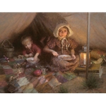 The Campers - two pioneer children in tent by artist Morgan Weistling