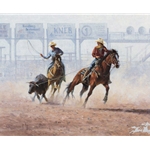 Joint Custody - roping a steer by artist Jim Rey