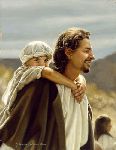 Hold on Tight - Jesus carrying little boy by Liz Lemon Swindle
