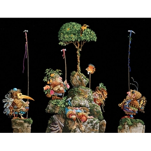 Six Bird Hunters in Full Camouflage by fantasy artist James Christensen