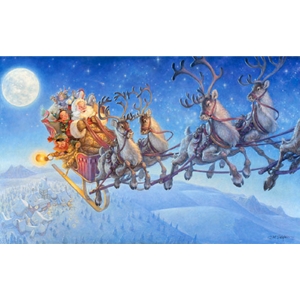 Up, Up, and Away - Santa in Sleigh by Scott Gustafson