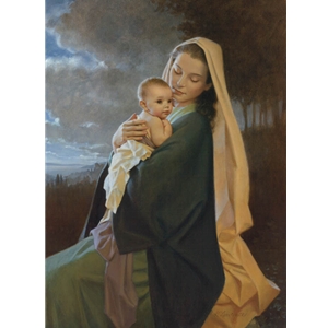 Treasured in Her Heart - mother and baby by artist Kathy Lawrence