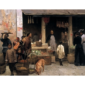 Chinatown Market, San Francisco 1878 by Chinese artist Mian Situ