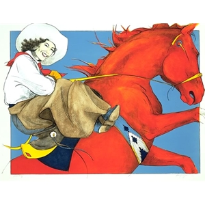 Red Horse Rider by cowgirl artist Donna Howell-Sickles
