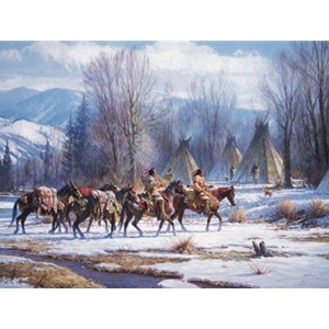 Camp Meat and Mules by western artist Martin Grelle