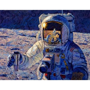 A New Frontier - astronauts on moon surface by artist Alan Bean