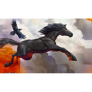 Pegasus - Leap of Faith with horse and raven by artist Craig Kosak