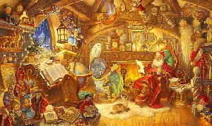 St. Nicholas in His Study by fantasy artist Scott Gustafson