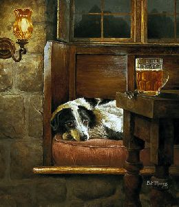 Where Best Friends are Welcome - Border Collie in Pub by Bonnie Marris