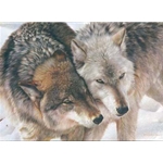 Cheek to Cheek - Wolves by wildlife artist Carl Brenders
