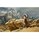 From the Rim - Sioux warrior scout by western artist Frank McCarthy