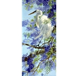 Enchanted April - Great Egret and Jacaranda Blossoms by artist Matthew Hillier