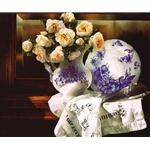 Heirloom Memories - Flow Blue China with Roses by watercolor artist Arleta Pech