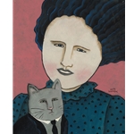 Together - woman and cat by Sandy Mastroni