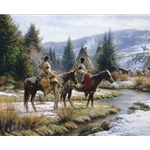 Morning Vigil - Indian camp guards by western artist Martin Grelle