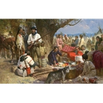 Trading with the Blackfeet - Montana Territory, 1860 by artist Zhou S. Liang