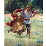 Newlyweds - Indian woman and mountain man by artist Martin Grelle