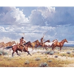 Running with the Elk-Dogs by western artist Martin Grelle