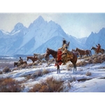Apsaalooke Horse Hunters  - travelling in the Teton valley by western artist Martin Grelle