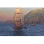 Sunrise in the Golden Gate, Down Easter "Benjamin F. Packard" by Christopher Blossom