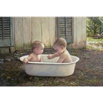 Baby Bath - two toddlers in bathtub by artist Steve Hanks