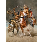 Change in the Wind - Crow war party by western artist Frank McCarthy