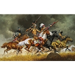 Thunder Across the Plains - Indian attack by western artist Frank McCarthy