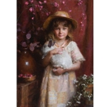 Alice - young girl holding her pet white rabbit by artist Morgan Weistling