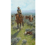 Making His Rounds - cowboy checking his herd by artist Jim Rey