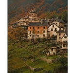 October Hillside, Fusio - quaint Italian village by Bruce Cheever