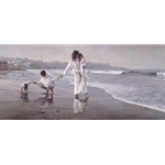 Holding the Family Together - family on the beach by artist Steve Hanks