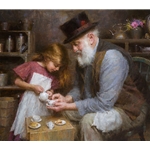 Papa's Tea - little girl with grandfather by Morgan Weistling