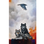 Druid Alphas with Raven (wolf pair & raven) by artist Craig Kosak
