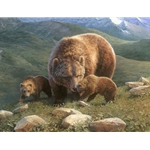 ~ Mountain Mama - grizzly bear with cubs by artist Bonnie Marris