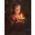 Glow  - frontier child with candle by pioneer artist Morgan Weistling