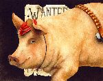 Billy the Pig - Wanted outlaw swine by humor artist Will Bullas