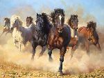 Thunder and Dust - Horse herd galloping by equine artist Bonnie Marris