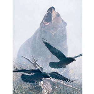 Grizzly Encounter - ravens and bear by John Banovich