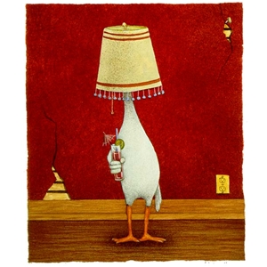 Life of the Party - Duck with lampshade by humor artist Will Bullas