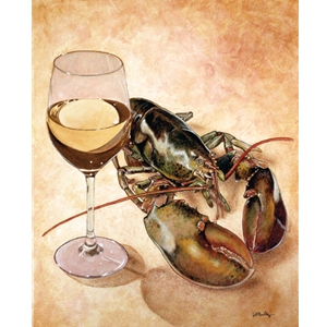 White Wine and Tails - Lobster with wine glass by Will Bullas