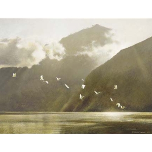 Land of the Dragon - Egrets in Bali by artist Matthew Hillier