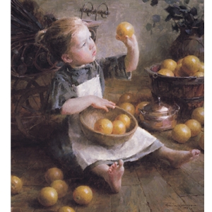 The Fruit Inspector - Girl with Citrus by portrait artist Morgan Weistling