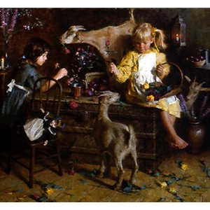 Just Kids - Girls and Goats by romantic artist Morgan Weistling