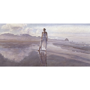 Finding Yourself in the World - pensive woman on beach by figure artist Steve Hanks